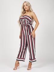 Gestreepte franje bandeau culotte jumpsuit