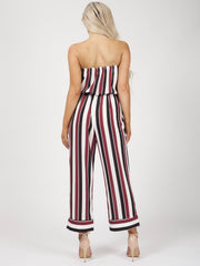 Gestreepte franje bandeau culotte jumpsuit