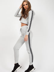 Side Stripe Cropped Loungewear Set