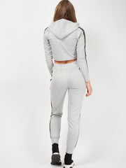 Side Stripe Cropped Loungewear Set