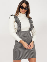 Frill Detail Gecontroleerde Pinafore -jurk