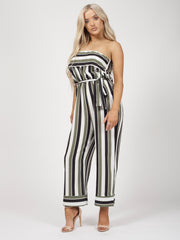 Gestreepte franje bandeau culotte jumpsuit