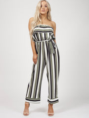 Gestreepte franje bandeau culotte jumpsuit