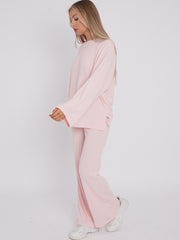 Oversized Soft Ribbed Top & Trouser Lounge Set