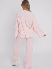 Oversized Soft Ribbed Top & Trouser Lounge Set