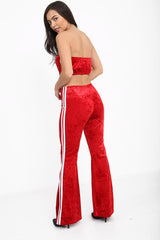 Side Stripe Crushed Velvet Lounge Set