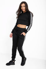 Side Stripe Cropped Loungewear Set