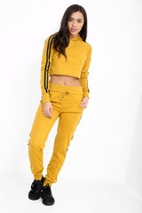 Side Stripe Cropped Loungewear Set