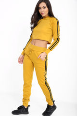 Side Stripe Cropped Loungewear Set