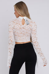 Padded Bust Lace Detail Crop Top