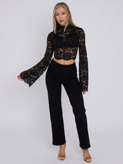Padded Bust Lace Detail Crop Top