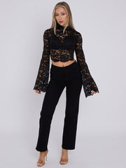 Padded Bust Lace Detail Crop Top