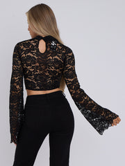 Padded Bust Lace Detail Crop Top