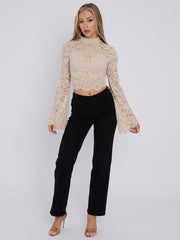 Padded Bust Lace Detail Crop Top