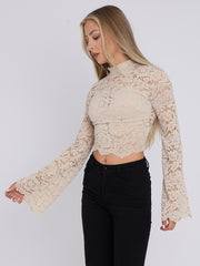 Padded Bust Lace Detail Crop Top