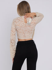 Padded Bust Lace Detail Crop Top
