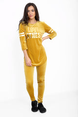 Love Fitness Slogan Velvet Tracksuit Loungewear