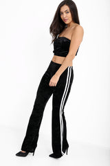 Side Stripe Crushed Velvet Lounge Set
