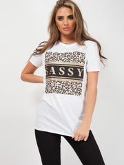 Glitter Sassy Slogan Printed T-Shirt
