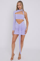 Slinky schneiden Sie Ruch -Kleid mit drapierten Details ab