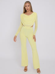 Slinky Draped Cowl Neck Crop Top & Hosen Co-ordte