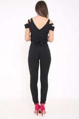 Kalte Schulter-V-Ausschnitt-Jumpsuit