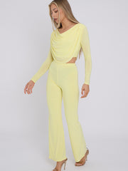 Slinky Draped Cowl Neck Crop Top & Hosen Co-ordte