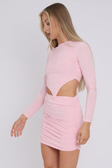 Slinky Asymmetric Top & Ruched Skirt Co-ord