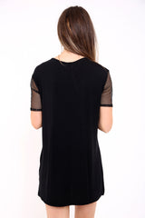 Fishnet Rock Print Longline T Shirt Dress