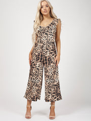 Leopard Print Frill Detail Culotte Jumpsuit