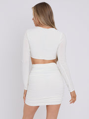 Slinky Asymmetric Top & Ruched Skirt Co-ord