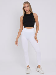 New Stretchy High Waisted Ribbed Leggings