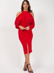 Cold Shoulder Twist Front Dress