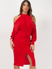 Cold Shoulder Twist Front Dress