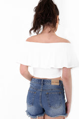Frill Bardot Crop Top