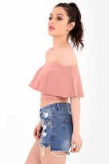 Frill Bardot Crop Top