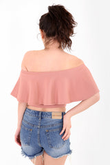 Frill Bardot Crop Top