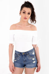 Ribbed Bardot Bodysuit