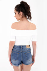 Ribbed Bardot Bodysuit