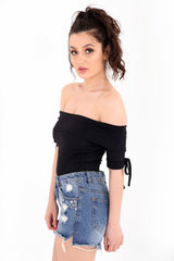 Ribbed Bardot Bodysuit