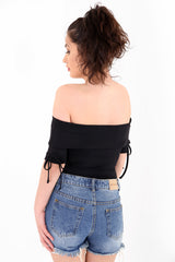 Ribbed Bardot Bodysuit