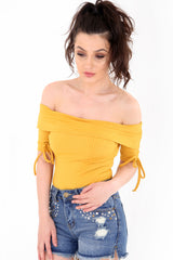 Ribbed Bardot Bodysuit