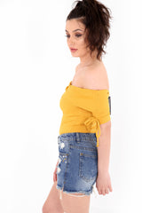 Ribbed Bardot Bodysuit