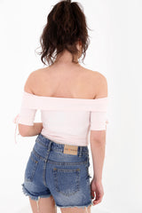 Ribbed Bardot Bodysuit