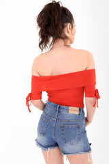 Ribbed Bardot Bodysuit