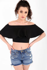 Frill Bardot Crop Top