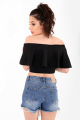Frill Bardot Crop Top