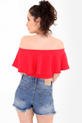 Frill Bardot Crop Top