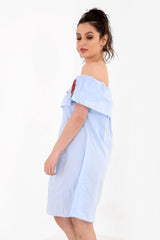 Rose geborduurde franje bardot jurk