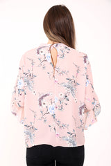 Floral Crepe Frill Sleeve Top